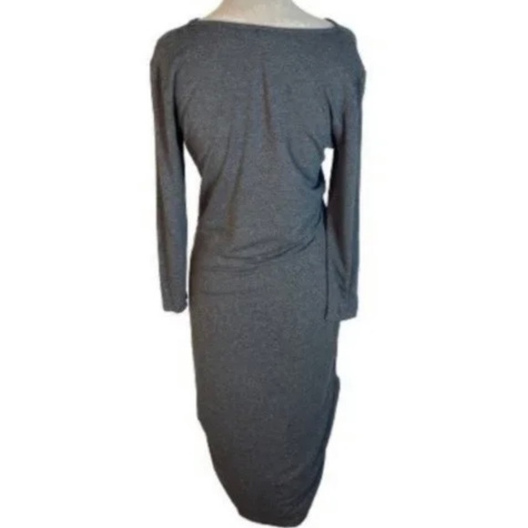 Isabella Oliver Maternity Dress Criss Cross Sz 10 (4) Grey Midi Minimalist - Picture 3 of 10